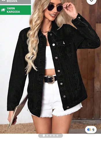 Siyah Düğmeli Kadın Oversize Denim Ceket