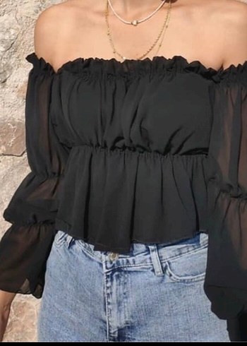 s Beden siyah Renk siyah volanlı bluz zara tarzı trend bluz