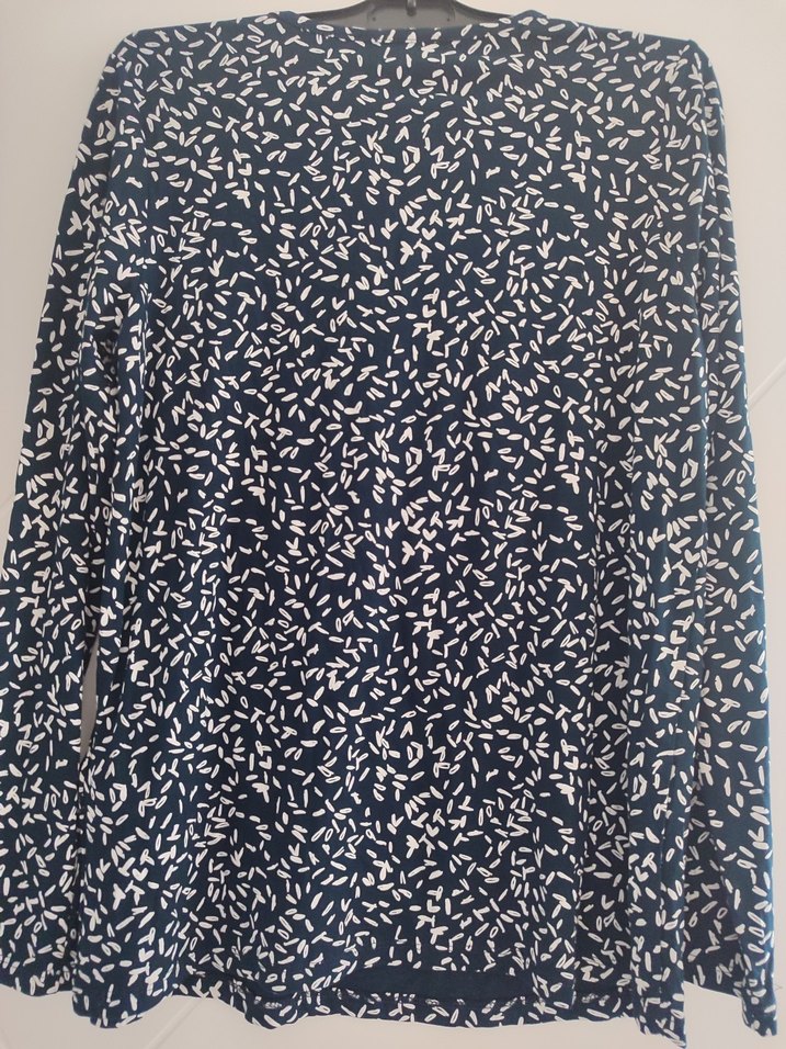 Lacivert Desenli Uzun Kollu  Bluz - Görsel 2