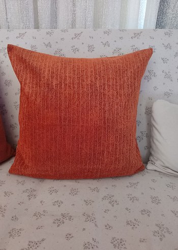 2 adet Modern Düz Turuncu Kırlent kılıfı. - Görsel 3