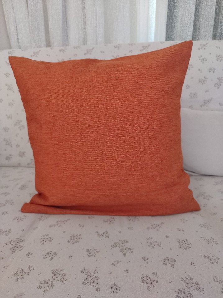 2 adet Modern Düz Turuncu Kırlent kılıfı. - Görsel 2
