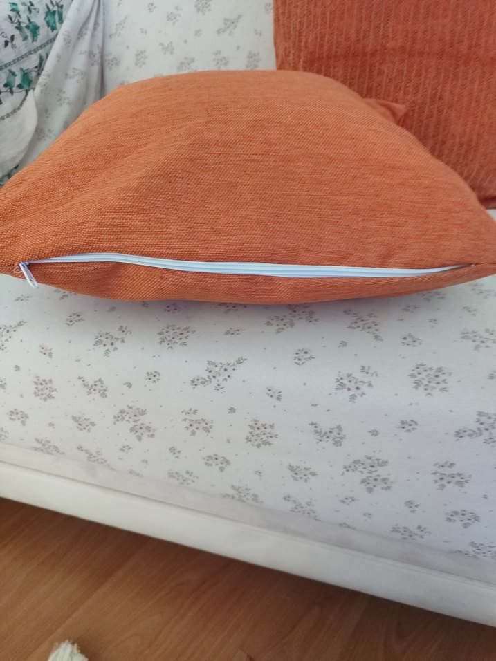 2 adet Modern Düz Turuncu Kırlent kılıfı. - Görsel 5