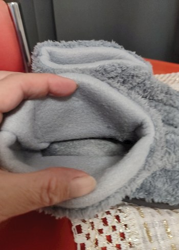 Gri  Sıcak Kürklü Ev Terliği - Görsel 6