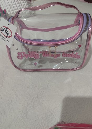 Şeffaf Pembe Fermuarlı Kadın Makyaj Çantası - Görsel 2