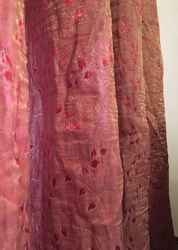 Bordo Parlak Düz Fon Perde 3 parça. En 250 cm her biri - Görsel 4