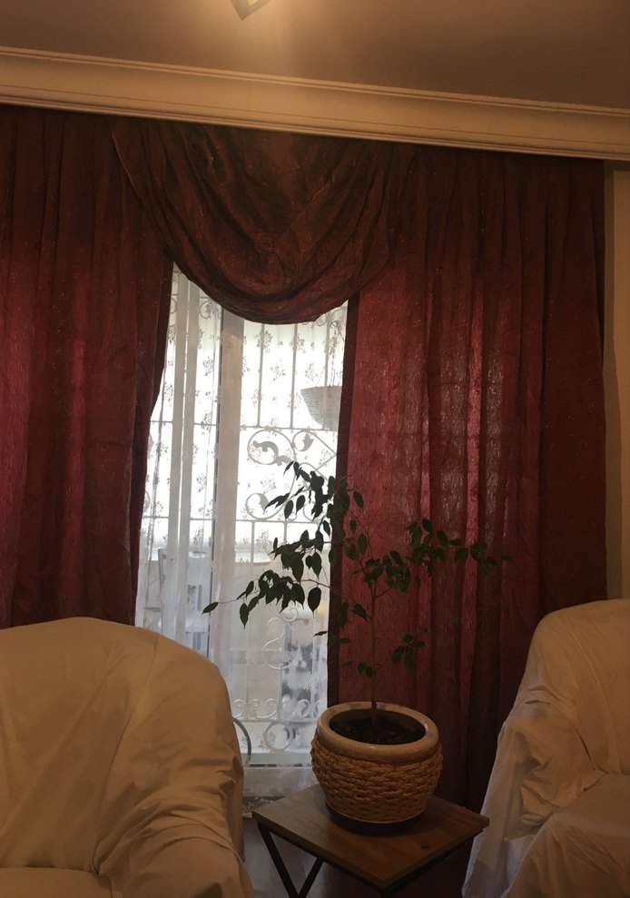 Bordo Parlak Düz Fon Perde 3 parça. En 250 cm her biri - Görsel 2