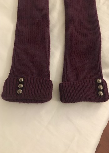 Bordo Örgü Kadın tozluk - Görsel 2