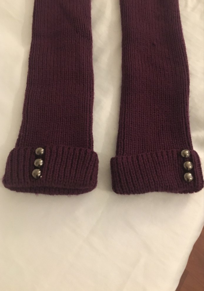 Bordo Örgü Kadın tozluk - Görsel 2