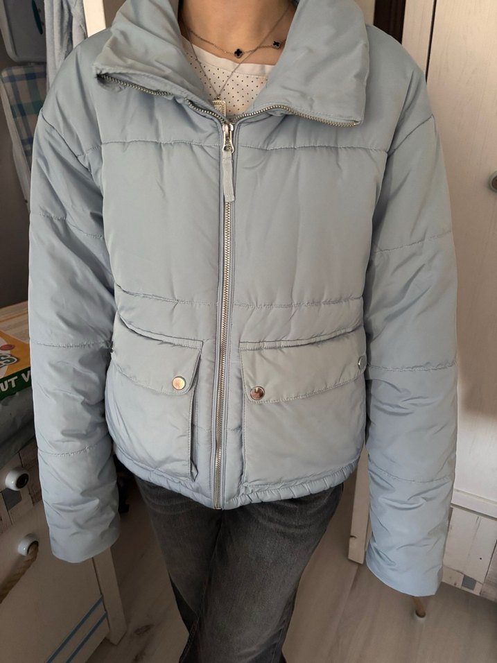 Açık Mavi Midi Kadın Kışlık Mont - Görsel 2