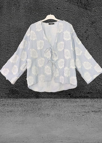 Bohem Tarzı Beyaz Keten Mini Kimono