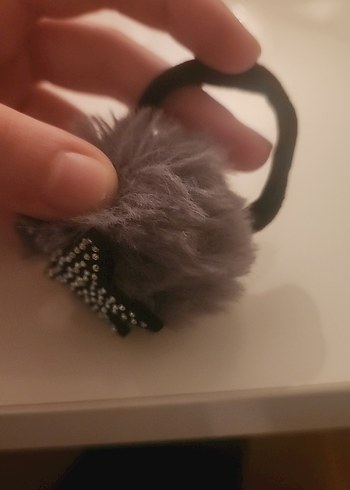 Gri Kürklü Taşlı Yıldız toka - Görsel 2