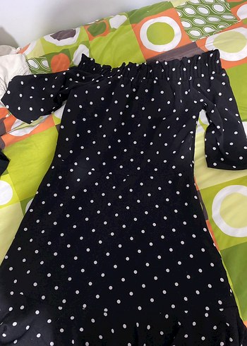 m Beden Mango düşük omuz puantiyeli elbise