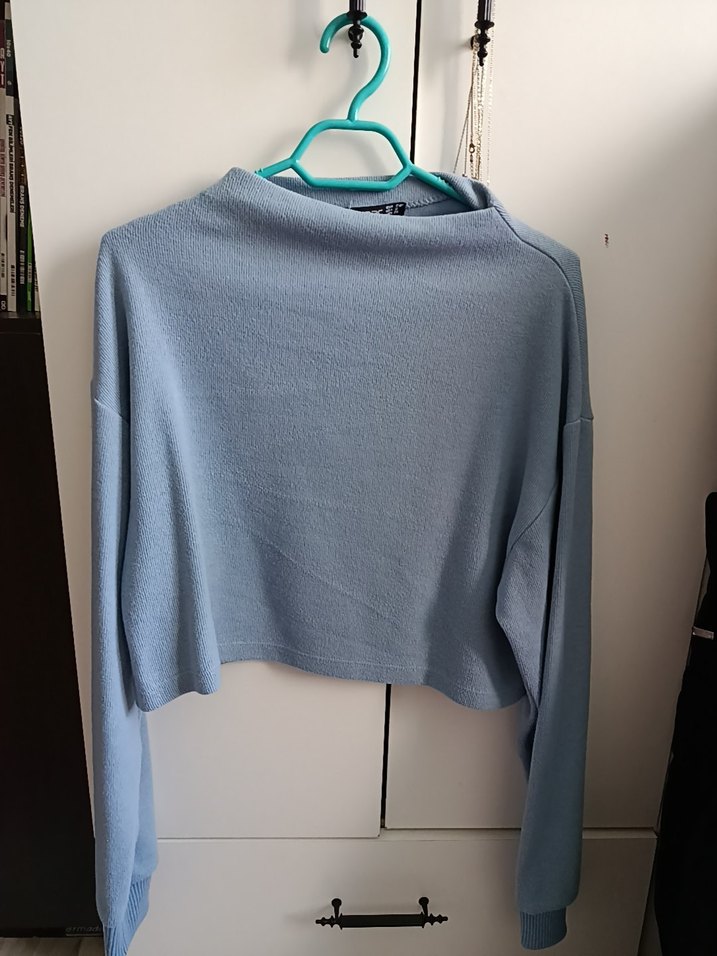 Gri Mavi Kadın Salaş Sweatshirt — görsel 2/3