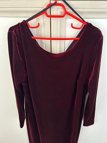C&A C&A YESSİCA KADİFE BORDO ELBİSE