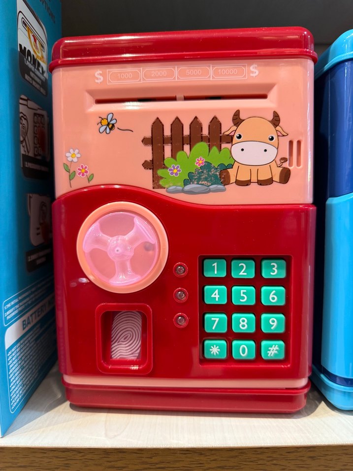 Mavi ve Kırmızı Renkli Elektronik Para Kasası Kumbara - Görsel 2