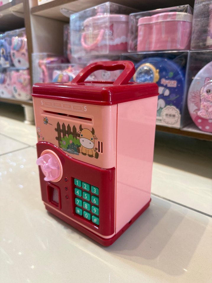 Mavi ve Kırmızı Renkli Elektronik Para Kasası Kumbara - Görsel 4