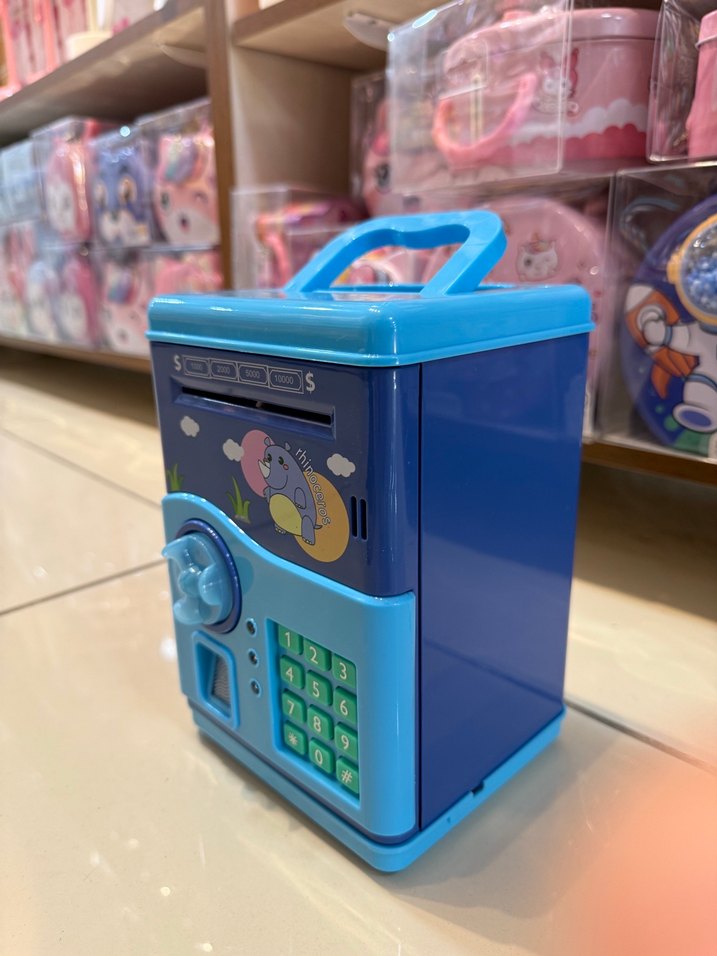 Mavi ve Kırmızı Renkli Elektronik Para Kasası Kumbara - Görsel 3