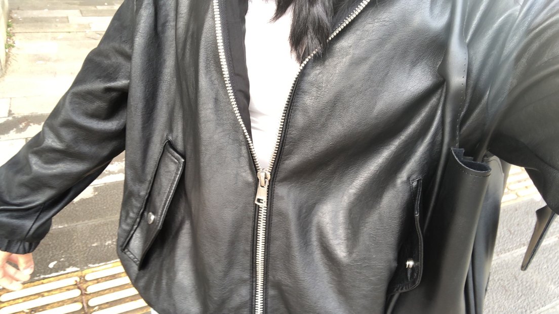 Kadın Gri Deri Bomber Ceket - Görsel 3