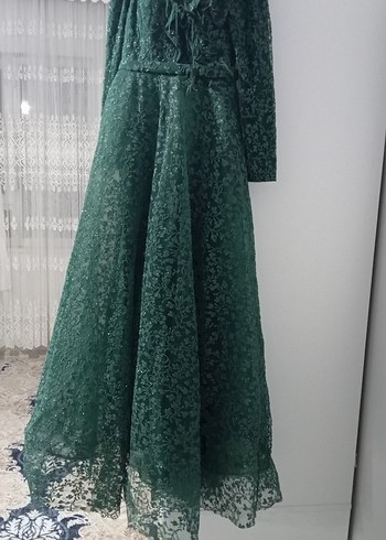 Yeşil İşlemeli Uzun Bohem Kadın Elbise - Görsel 5