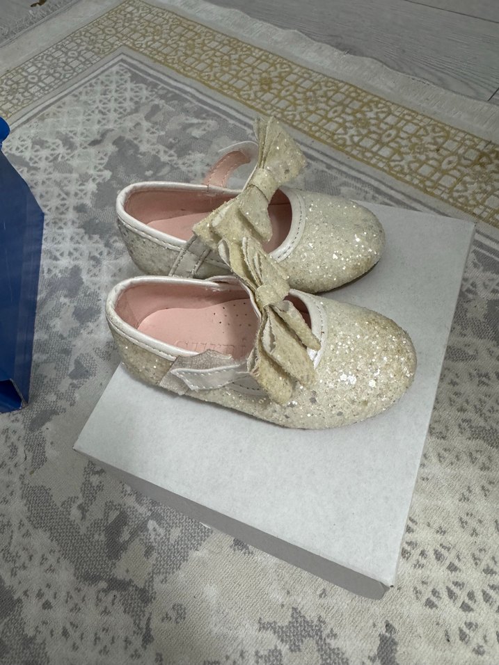 Kız Çocuk Beyaz Simli Babet - Görsel 2