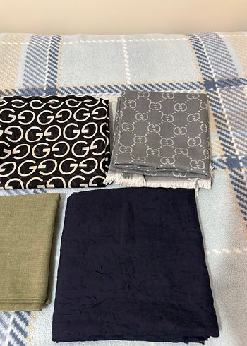 Desenli ve Düz Renk Şal - Görsel 3