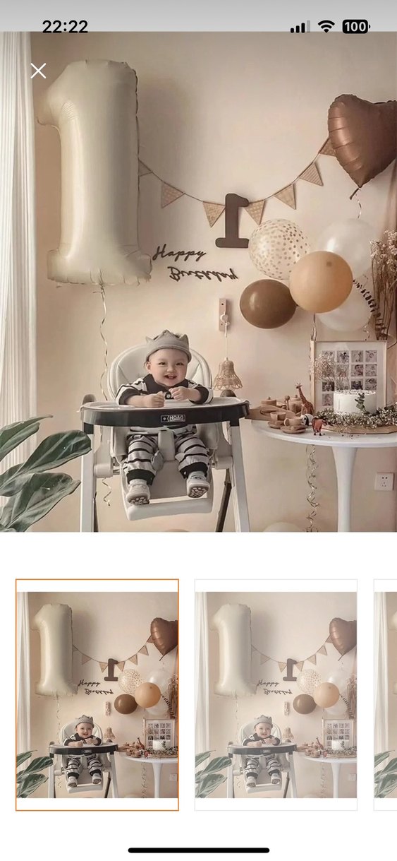 Bej Renkli 1 Yaş Parti Balonu - Görsel 3