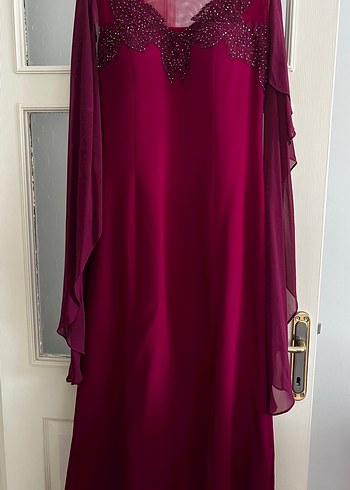 Mürdüm V Yaka Balık Abiye Elbise Pelerinli - Görsel 9