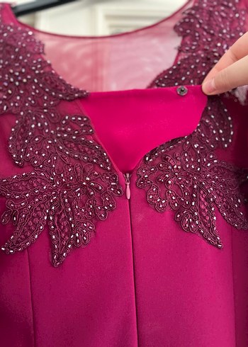 Mürdüm V Yaka Balık Abiye Elbise Pelerinli - Görsel 5