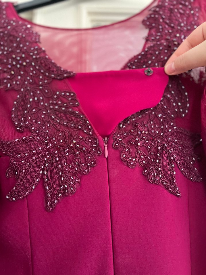 Mürdüm V Yaka Balık Abiye Elbise Pelerinli - Görsel 5