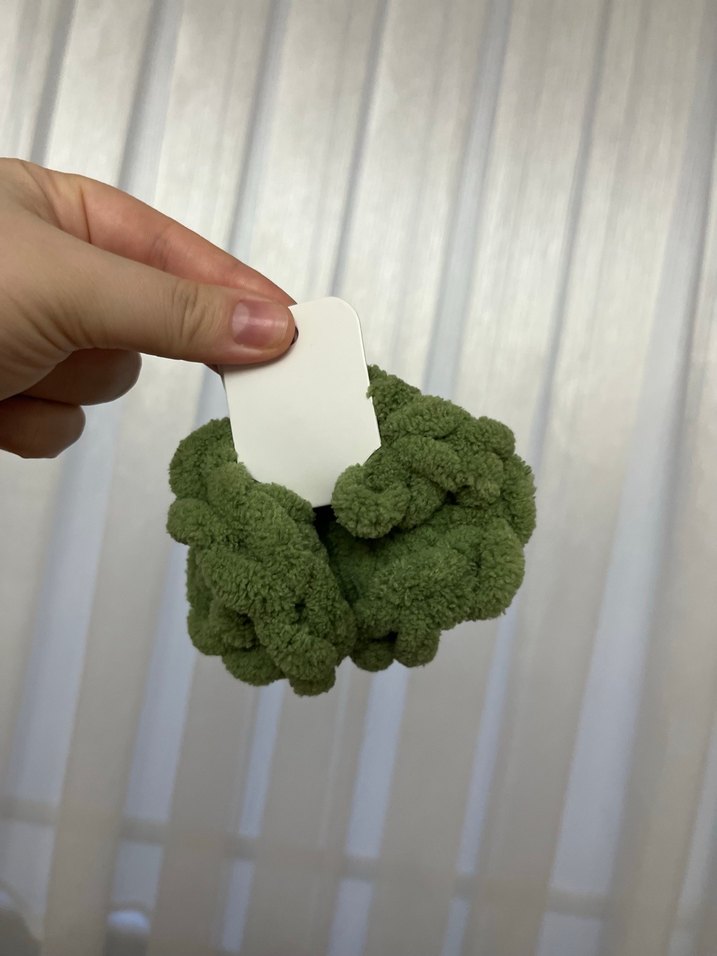 Yeşil Örgü puffy Kadın Saç Tokası - Görsel 2