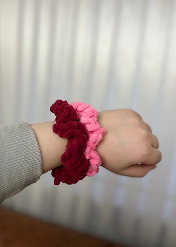 Bordo Örgü puffy Kadın Saç Tokası - Görsel 3