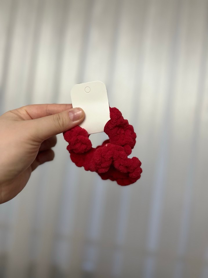 Bordo Örgü puffy Kadın Saç Tokası - Görsel 2