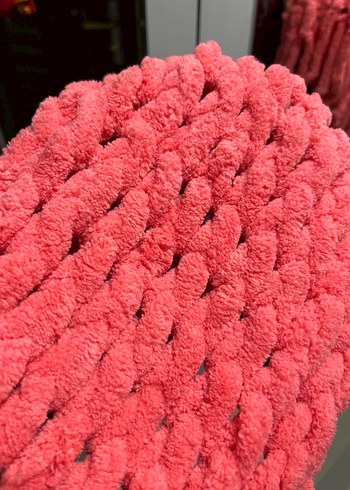 Nar çiçeği puffy Örgü Kadın Atkı - Görsel 2