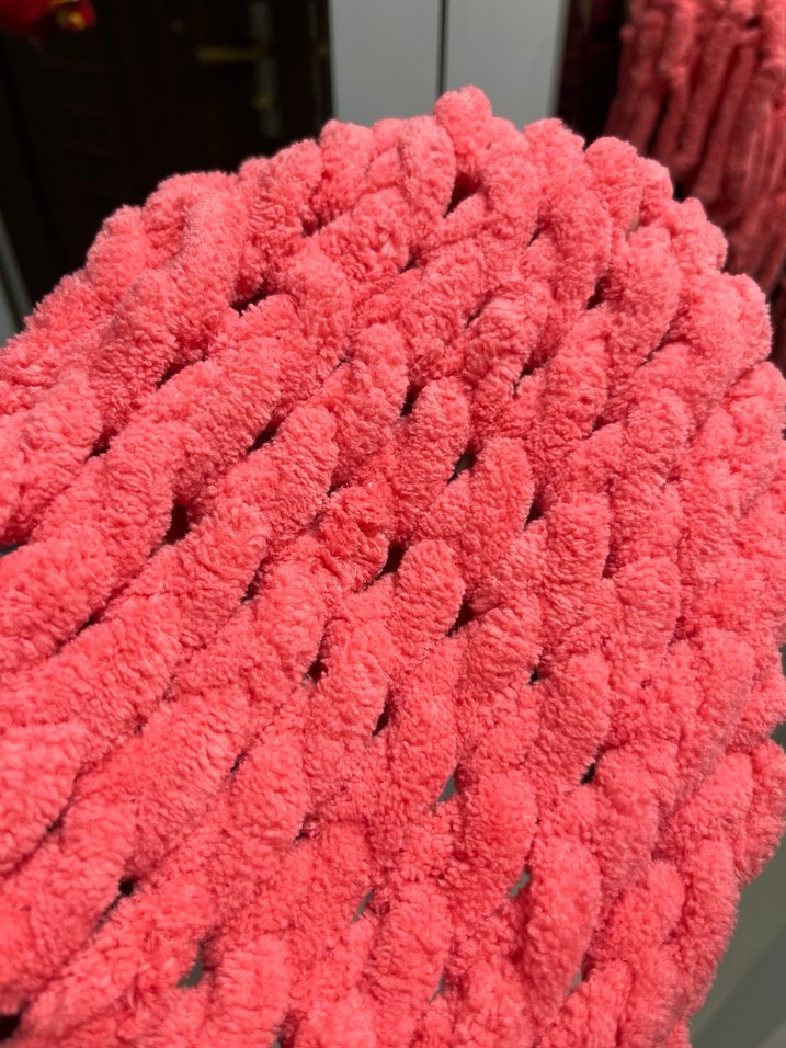 Nar çiçeği puffy Örgü Kadın Atkı - Görsel 2