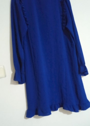 Kadın Mavi Uzun Kollu Fırfırlı Tunik - Görsel 2