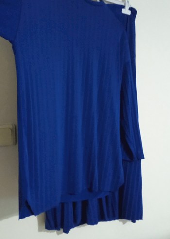 Mavi Pilili Uzun Kollu Hamile Tuniği - Görsel 3