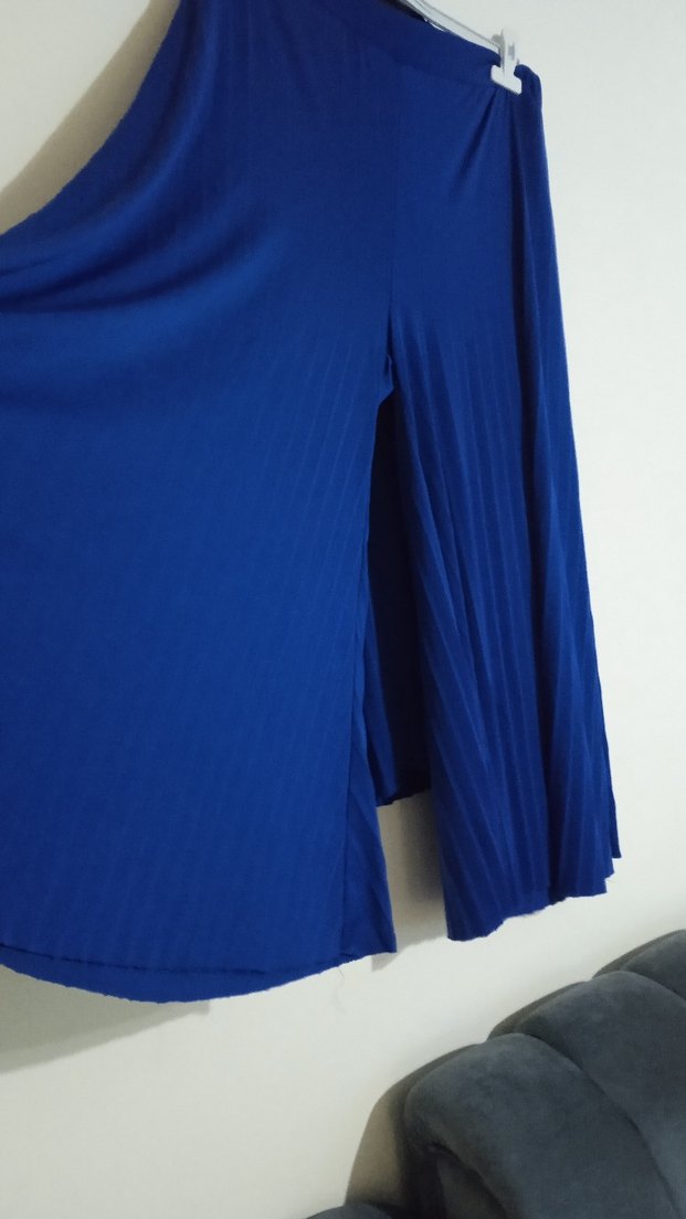 Mavi Pilili Uzun Kollu Hamile Tuniği - Görsel 2