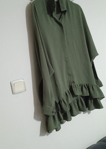 Fırfırlı Yeşil Midi Kadın Tunik - Görsel 2