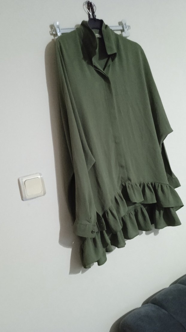 Fırfırlı Yeşil Midi Kadın Tunik - Görsel 2