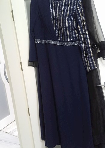 Uzun Lacivert Kadın Elbise abiye - Görsel 3