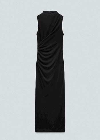 Zara büzgülü midi elbise