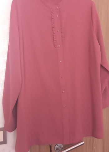 Pembe Saten Düğmeli Hamile Bluzu