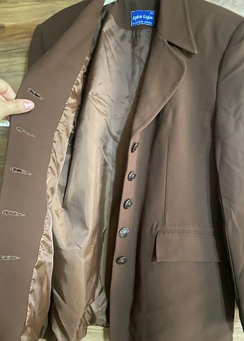 Diğer Vintage Düğmeli Kahverengi Kadın Blazer Ceket