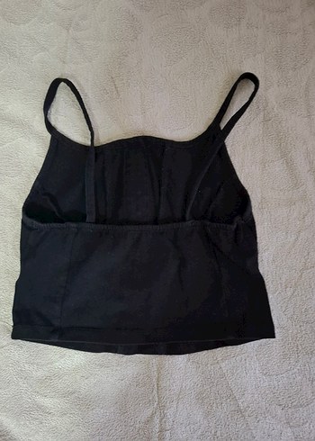 xs Beden Siyah İnce Askılı Crop Top