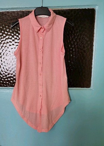 Tiffany Tomato Pembe Düğmeli Kolsuz Gömlek