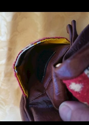 Desenli Bohem Deri Kadın Çanta. Gerçek deri - Görsel 5