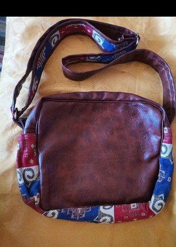 Desenli Bohem Deri Kadın Çanta. Gerçek deri - Görsel 2