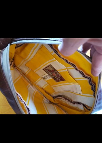 Desenli Bohem Deri Kadın Çanta. Gerçek deri - Görsel 6