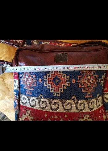 Desenli Bohem Deri Kadın Çanta. Gerçek deri - Görsel 11