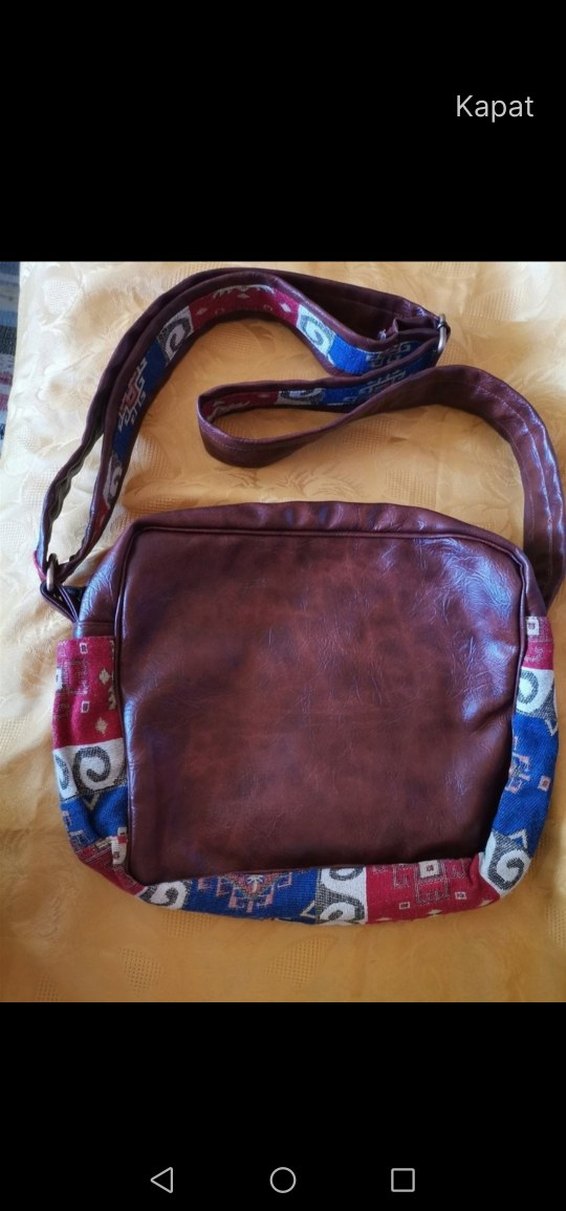 Desenli Bohem Deri Kadın Çanta. Gerçek deri - Görsel 2